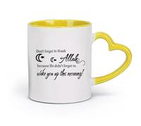 DEBINGY ceramica Tazza in ceramica Stanza dei bambini islamici Non dimenticare di ringraziare Allah per la vita （11oz/320ml） per casa e ufficio Giallo