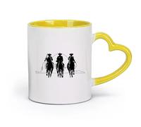 DEBINGY ceramica Tazza in porcellana Cavaliere e tramonto Tre cavalli da cowboy occidentali Uomini Silhouette （11oz/320ml） per ufficio, casa Giallo
