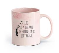 DEBINGY ceramica Tazza in porcellana La vita ispiratrice è un equilibrio tra trattenere e lasciar andare. Citazioni di persone che la pensano come te. （11oz/320ml） Ristorante, ufficio Rosa marmo