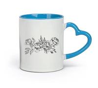 DEBINGY ceramica Tazza regalo originale Bellissima peonia rosa per coppia di sposi con peonia floreale （11oz/320ml） Ottimo regalo per gli innamorati Blu