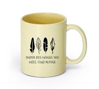 DEBINGY ceramica Tazza regalo originale Chiesa cristiana sotto le sue ali Scritture e religione （11oz/320ml） Ottimo per casa, ufficio, bar, idee regalo Beige