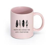 DEBINGY ceramica Tazza regalo originale Chiesa cristiana sotto le sue ali Scritture e religione （11oz/320ml） Ottimo per casa, ufficio, bar, idee regalo Rosa