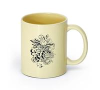 DEBINGY ceramica Tazza regalo originale Modello di strada graffiti fantasma mostro Halloween （11oz/320ml） Tazze da caffè in ceramica per casa o lavoro Beige