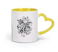 DEBINGY ceramica Tazza regalo originale Modello di strada graffiti fantasma mostro Halloween （11oz/320ml） Tazze da caffè in ceramica per casa o lavoro Giallo