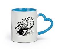 DEBINGY ceramica Tazza regalo originale Occhio di donna con ciglia grandi in un salone di bellezza （11oz/320ml） per latte, tè, cola, acqua Blu