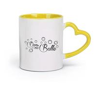 DEBINGY ceramica Tazza, tazza da caffè/tè Bagno schiuma francese Dans Ma Bulle Bagno doccia rilassante （11oz/320ml） per tè, caffè, latte, cappuccino Giallo