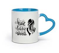 DEBINGY ceramica Tazze bianche Frase sullo stile dei capelli della donna, parole del salone di bellezza （11oz/320ml） Uso in bar o ristorante Blu