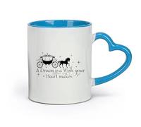 DEBINGY ceramica Tazze bianche Il sogno di Cenerentola è un desiderio che il tuo cuore esprime alla ragazza （11oz/320ml） per casa o lavoro Blu