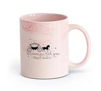 DEBINGY ceramica Tazze bianche Il sogno di Cenerentola è un desiderio che il tuo cuore esprime alla ragazza （11oz/320ml） per casa o lavoro Rosa marmo
