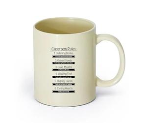 DEBINGY ceramica Tazze bianche Regole della classe per studenti della scuola, regolamenti di apprendimento, regole della classe （11oz/320ml） per espresso Giallo chiaro