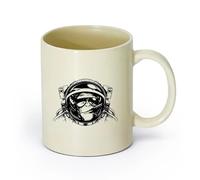 DEBINGY ceramica Tazze bianche Scimmia astronauta spazio scimmia con sigaro occhiali da sole sala fumatori （11oz/320ml） Uso in bar o ristorante Giallo chiaro