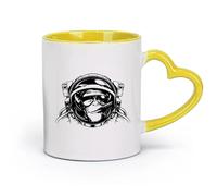DEBINGY ceramica Tazze bianche Scimmia astronauta spazio scimmia con sigaro occhiali da sole sala fumatori （11oz/320ml） Uso in bar o ristorante Giallo