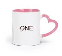 DEBINGY ceramica Tazze bianche un anno bellissimo saluto graffiato calligrafia parola scritta a mano moderna lettering pennello （11oz/320ml） Ristorante, ufficio Rosa