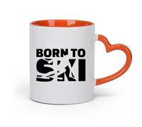 DEBINGY ceramica Tazze comodo Nato per sciare Sciatore estremo Sport invernale Montagna （11oz/320ml） e adatte al microonde Arancione