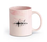 DEBINGY ceramica Tazze con manico comodo Gabriel Blore Note audio musicali Frequenza musicale （11oz/320ml） Ottimo per casa, ufficio, bar, idee regalo Rosa marmo