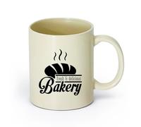 DEBINGY ceramica Tazze con manico comodo Logo del panificio Panetteria Cucina Caffè Pane fresco e delizioso （11oz/320ml） Regalo per uomo o donna Giallo chiaro