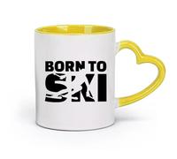 DEBINGY ceramica Tazze con manico comodo Nato per sciare Sciatore estremo Sport invernale Montagna （11oz/320ml） e adatte al microonde Giallo