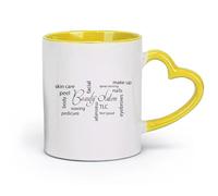 DEBINGY ceramica Tazze con manico comodo Salone di bellezza Cool Words Hair And Beauty Studio （11oz/320ml） Cappuccino, latte macchiato, tè, espresso Giallo