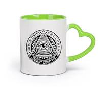 DEBINGY ceramica Tazze con manico comodo Simbolo degli Illuminati con occhio piramidale e occhio onniveggente （11oz/320ml） Bar o regalo Verde
