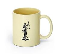 DEBINGY ceramica Tazze con manico comodo Studio legale Corte legislativa Dea Giustizia Bilancia （11oz/320ml） Lavabile in lavastoviglie e adatto al microonde Beige