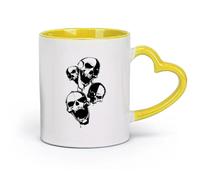 DEBINGY ceramica Tazze con manico comodo Teschio Scheletro Orrore Anarchismo Libertà Ragazzo Cool （11oz/320ml） per Tè, caffè e bevande calde Giallo