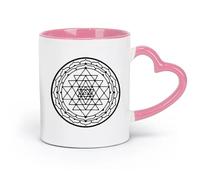 DEBINGY ceramica Tazze da caffè con manici grandi per uomo e donna Mandala dello Sri Yantra （11oz/320ml） Tazza da caffè in ceramica per cappuccino, tè, latte, Rosa