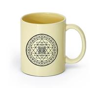 DEBINGY ceramica Tazze da caffè con manici grandi per uomo e donna Mandala dello Sri Yantra （11oz/320ml） Tazza da caffè in ceramica per cappuccino, tè, latte, Beige
