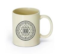 DEBINGY ceramica Tazze da caffè con manici grandi per uomo e donna Mandala dello Sri Yantra （11oz/320ml） Tazza da caffè in ceramica per cappuccino, tè, latte, Giallo chiaro