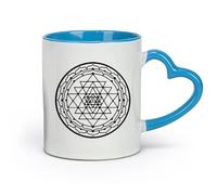 DEBINGY ceramica Tazze da caffè con manici grandi per uomo e donna Mandala dello Sri Yantra （11oz/320ml） Tazza da caffè in ceramica per cappuccino, tè, latte, Blu