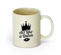 DEBINGY ceramica Tazze da caffè con manico Citazioni dal salone di bellezza Comportati come una regina （11oz/320ml） per caffè, avena, tè, facile da pulire Giallo chiaro