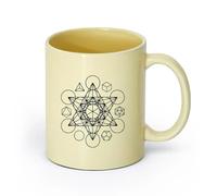 DEBINGY ceramica Tazze da caffè con manico Cubo di Metatron Stella Sacra Tetraedro Fuoco Terra Aria Acqua Universo （11oz/320ml） Ristorante, ufficio Beige