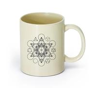 DEBINGY ceramica Tazze da caffè con manico Cubo di Metatron Stella Sacra Tetraedro Fuoco Terra Aria Acqua Universo （11oz/320ml） Ristorante, ufficio Giallo chiaro