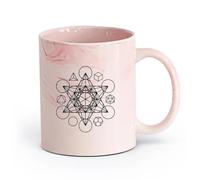 DEBINGY ceramica Tazze da caffè con manico Cubo di Metatron Stella Sacra Tetraedro Fuoco Terra Aria Acqua Universo （11oz/320ml） Ristorante, ufficio Rosa marmo