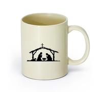 DEBINGY ceramica Tazze da caffè con manico Religione Maria Giuseppe Gesù Cristo Nascita Natale （11oz/320ml） per bevande calde, latte macchiato, cappuccino Giallo chiaro