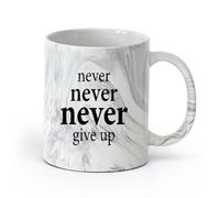 DEBINGY ceramica Tazze da caffè e tè Allenamento Gymnasticsnasium Allenamento Stress ripetitivo Non mollare mai Frase motivazionale （11oz/320ml） per espresso Nero marmo