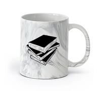 DEBINGY ceramica Tazze da caffè e tè Bambini della scuola con una pila di libri nell'angolo lettura della biblioteca （11oz/320ml） per casa e ufficio Nero marmo