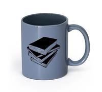 DEBINGY ceramica Tazze da caffè e tè Bambini della scuola con una pila di libri nell'angolo lettura della biblioteca （11oz/320ml） per casa e ufficio Blu grigio