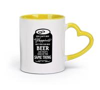 DEBINGY ceramica Tazze da caffè e tè Citazioni da bar: la felicità non si compra... al bar con birra in bottiglia （11oz/320ml） per casa o lavoro Giallo