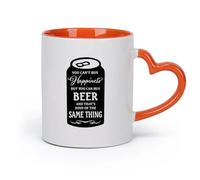 DEBINGY ceramica Tazze da caffè e tè Citazioni da bar: la felicità non si compra... al bar con birra in bottiglia （11oz/320ml） per casa o lavoro Arancione