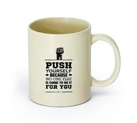 DEBINGY ceramica Tazze da caffè e tè Citazioni grafiche motivazionali per l'apprendimento Spingiti oltre - Testi （11oz/320ml） per casa o lavoro Giallo chiaro