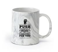 DEBINGY ceramica Tazze da caffè e tè Citazioni grafiche motivazionali per l'apprendimento Spingiti oltre - Testi （11oz/320ml） per casa o lavoro Nero marmo