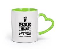 DEBINGY ceramica Tazze da caffè e tè Citazioni grafiche motivazionali per l'apprendimento Spingiti oltre - Testi （11oz/320ml） per casa o lavoro Verde