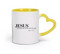 DEBINGY ceramica Tazze da caffè e tè Gesù è la via, la verità e la vita. Giovanni 14:6, versetti biblici cristiani, citazioni ispiratrici. （11oz/320ml） per casa e ufficio Giallo