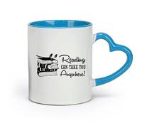 DEBINGY ceramica Tazze da caffè e tè La lettura può portarti ovunque Biblioteca Studio Citazioni ispiratrici Istruzione （11oz/320ml） Ristorante, ufficio Blu