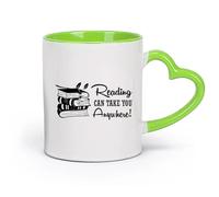 DEBINGY ceramica Tazze da caffè e tè La lettura può portarti ovunque Biblioteca Studio Citazioni ispiratrici Istruzione （11oz/320ml） Ristorante, ufficio Verde