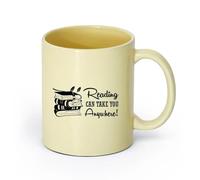 DEBINGY ceramica Tazze da caffè e tè La lettura può portarti ovunque Biblioteca Studio Citazioni ispiratrici Istruzione （11oz/320ml） Ristorante, ufficio Beige