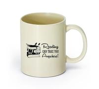 DEBINGY ceramica Tazze da caffè e tè La lettura può portarti ovunque Biblioteca Studio Citazioni ispiratrici Istruzione （11oz/320ml） Ristorante, ufficio Giallo chiaro