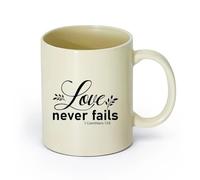 DEBINGY ceramica Tazze da caffè e tè L'amore non viene mai meno 1 Corinzi 13:8 Versetto religioso della Bibbia （11oz/320ml） Bar o regalo Giallo chiaro
