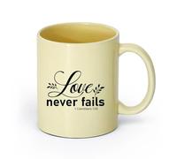 DEBINGY ceramica Tazze da caffè e tè L'amore non viene mai meno 1 Corinzi 13:8 Versetto religioso della Bibbia （11oz/320ml） Bar o regalo Beige