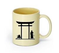 DEBINGY ceramica Tazze da caffè e tè Samurai Enso Zen Circle Samurai Asiatico Orientale Guerriero Arti Marziali Giappone （11oz/320ml） Ristorante, ufficio Beige